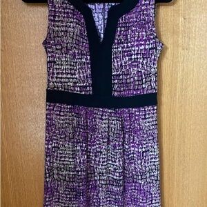 Dana Buchman Purple Sheath Mini Dress Plunge Neckline